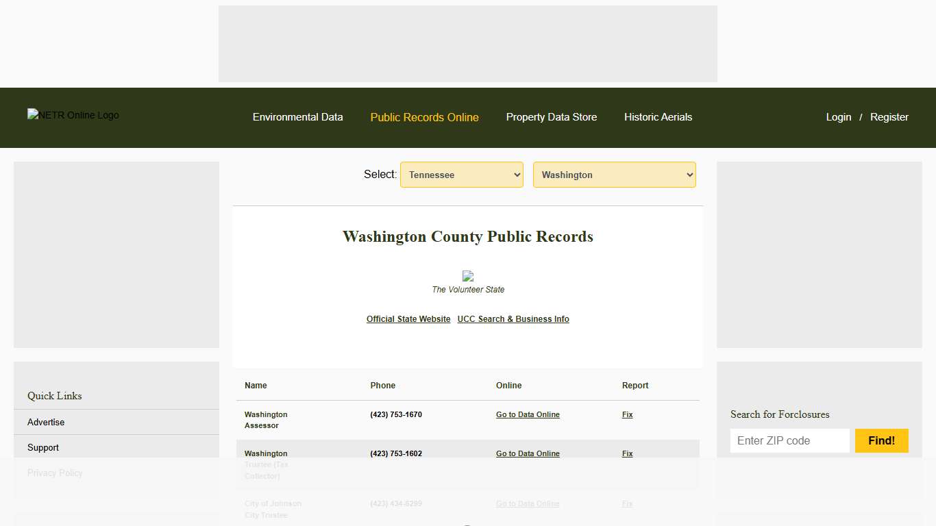 NETR Online • Washington • Washington Public Records, Search Washington Records, Washington Property Tax, Tennessee Property Search, Tennessee Assessor